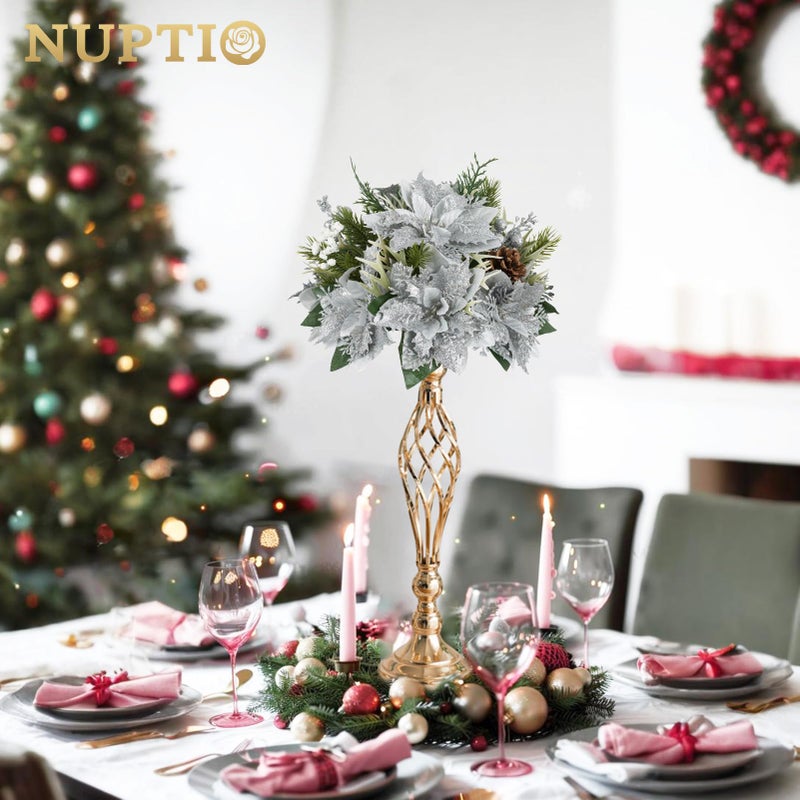 NUPTIO 2 Pcs Versatile Metal Flower Arrangement & Candle Holder Stand Set for Wedding Party Dinner Centerpiece Event Restaurant Hotel Decoration (Gold, 2 x M) - Image 4